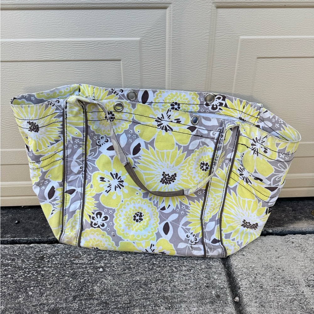 ThirtyOne Large Bag Canvas Carryall Tote Y2K Duffle yellow